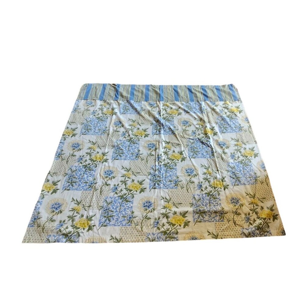 Waverly Shower Curtain Blue Yellow Green Gold Floral Striped Patchwork